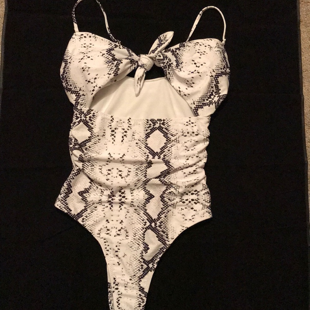 Monokini White Snakeskin open front swimsuit HOT
